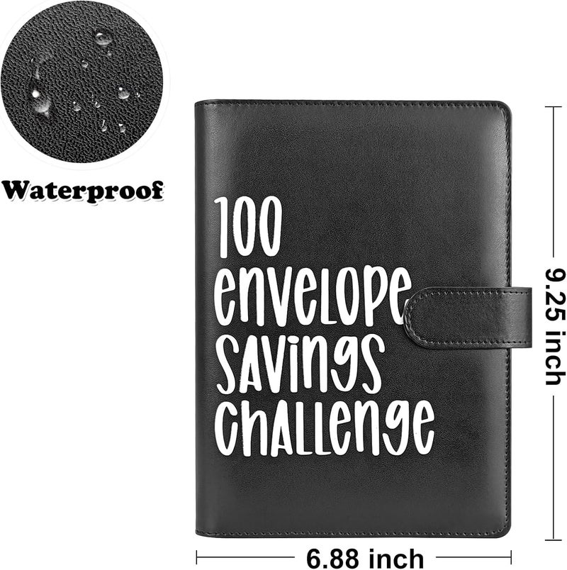 POUYRBA 100 Envelope Challenge Binder, Easy and Fun Way for 100 Envelopes Money Saving Challenge Budget Binder with Cash Envelopes for Budgeting (2 pcs (Black and Pink)) - Image 2